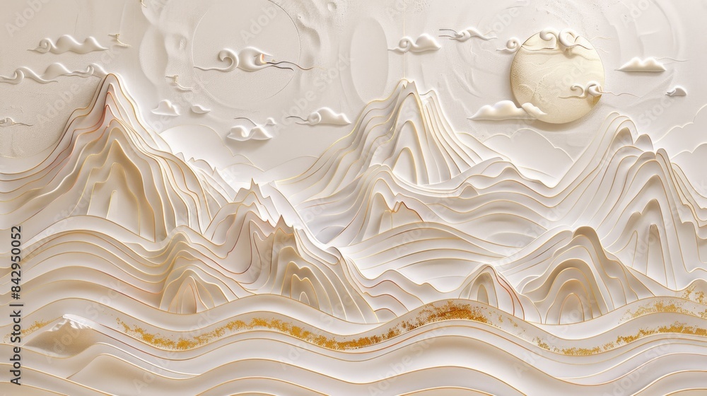 Elegant Abstract Mountain Landscape, Generative AI Elegant Abstract Mountain Landscape, Generative AI