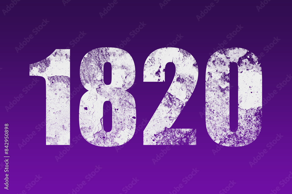 flat white grunge number of 1820 on purple background. flat white grunge number of 1820 on purple background.