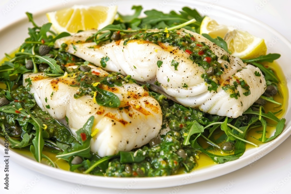 Colorful Baked Halibut with Zesty Lemon and Capers Colorful Baked Halibut with Zesty Lemon and Capers