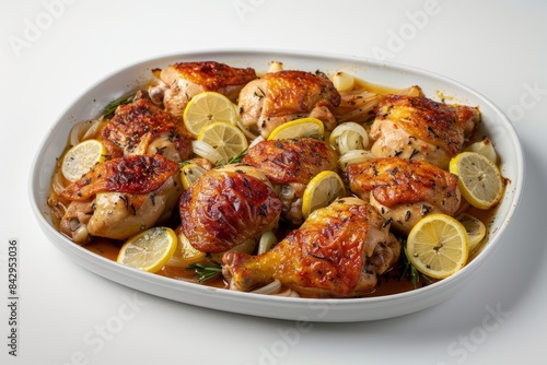 Baked Chicken with Roasted Lemon and Caramelized Onions in Citrus Jus