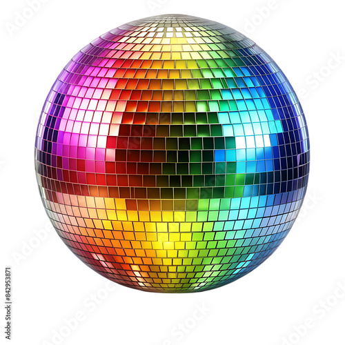 shiny disco mirror ball reflecting rainbow colors png