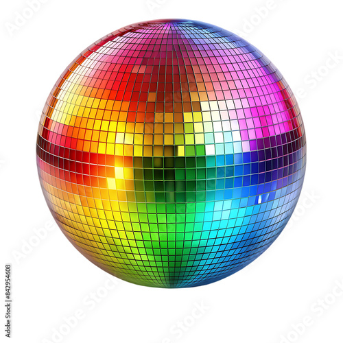 shiny disco mirror ball reflecting rainbow colors png