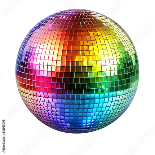 shiny disco mirror ball reflecting rainbow colors png