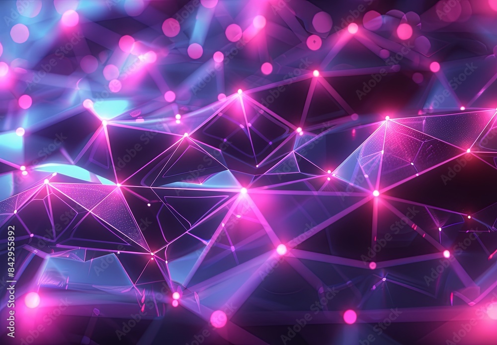 Design an abstract 3D background vector featuring interconnected polygonal structures with a neon color scheme Design an abstract 3D background vector featuring interconnected polygonal structures with a neon color scheme