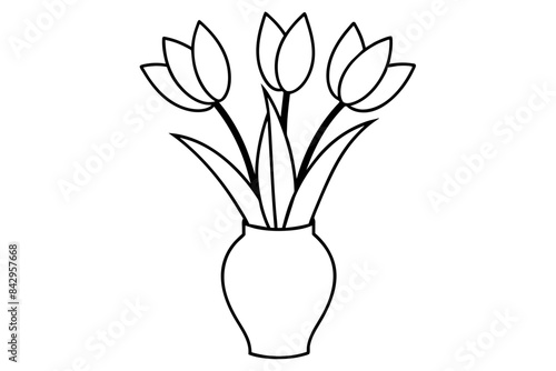 tulip outline vector silhouette illustration