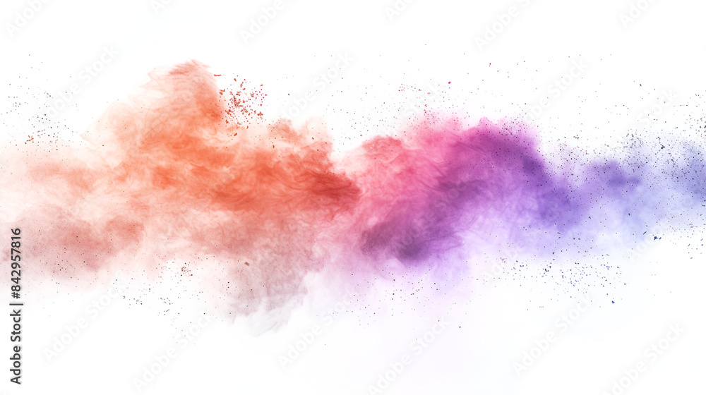 Orange powder explosion on white background ,Freeze motion of red powder exploding, isolated on white background Orange powder explosion on white background ,Freeze motion of red powder exploding, isolated on white background