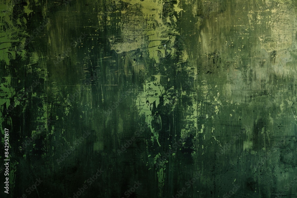 Fototapeta premium Grunge green wall texture with vintage industrial vibe, perfect for urban designs. Aged concrete pattern adds mystery, ideal for edgy projects