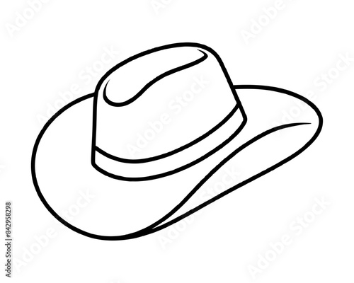 Cowboy hat line icon isolated on white. Hat icon vector illustration