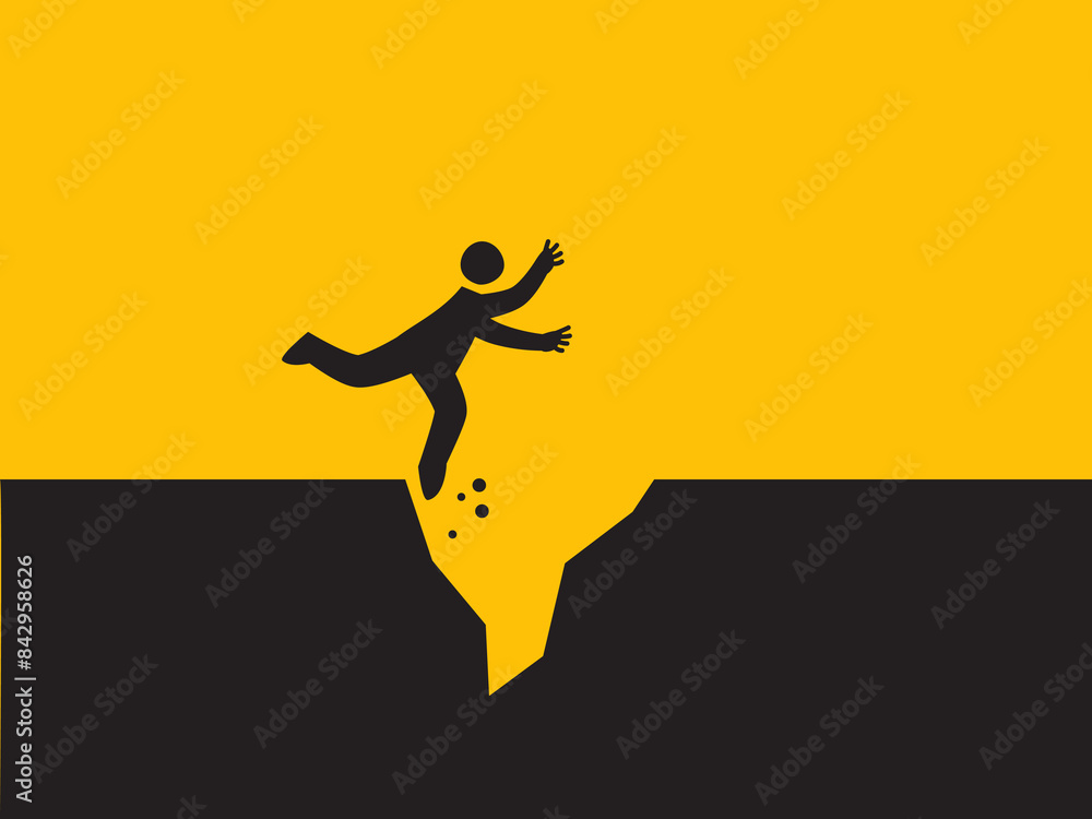 A Silhouette is Slipped into a hole. Vector Illustration A Silhouette is Slipped into a hole. Vector Illustration