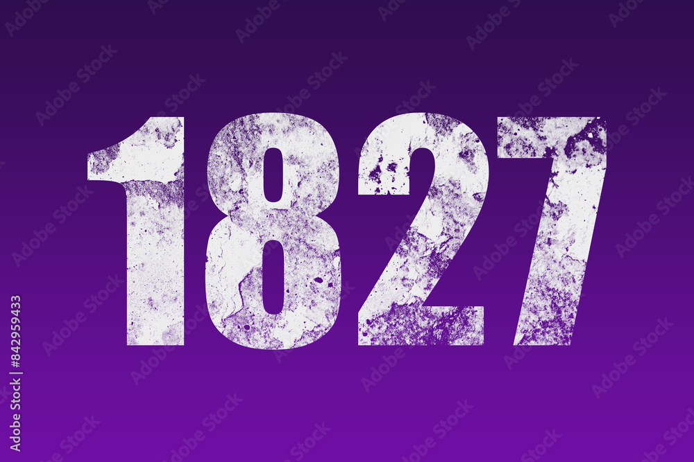 flat white grunge number of 1827 on purple background. flat white grunge number of 1827 on purple background.