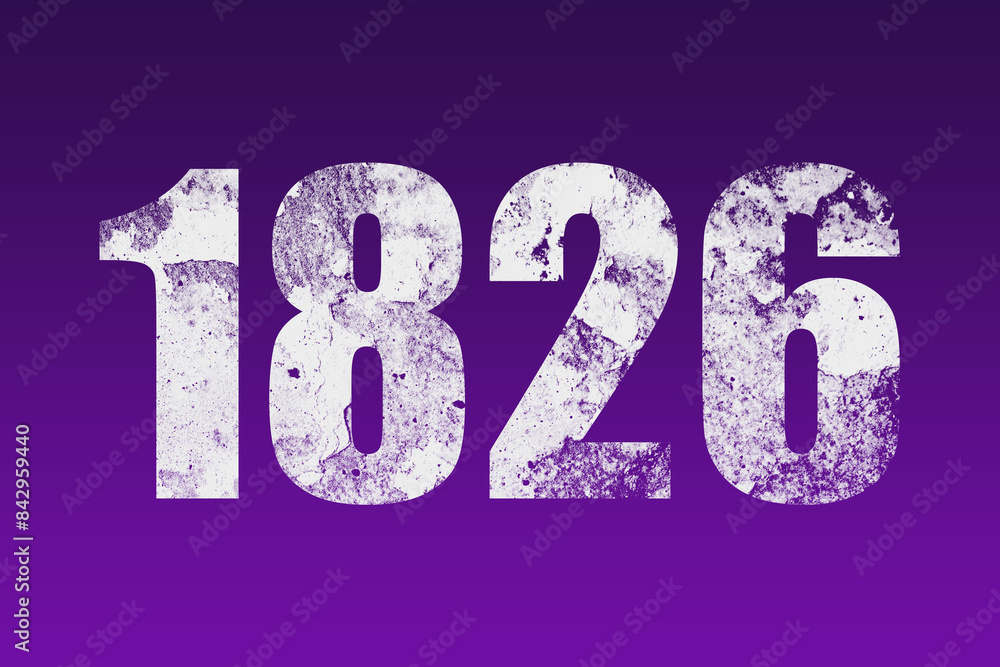 flat white grunge number of 1826 on purple background. flat white grunge number of 1826 on purple background.