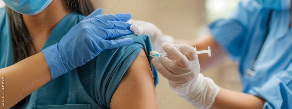 A nurse gives an injection in the hospital A nurse gives an injection in the hospital