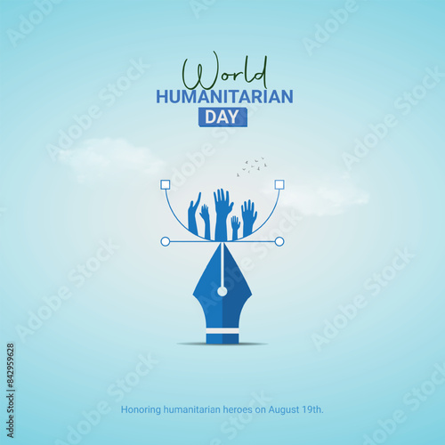 World Humanitarian Day Crative Ads Design. Humanitarian Day help protection icon isolated on Template for background. Humanitarian Day  Poster, vector, illustration, August 19. Important day