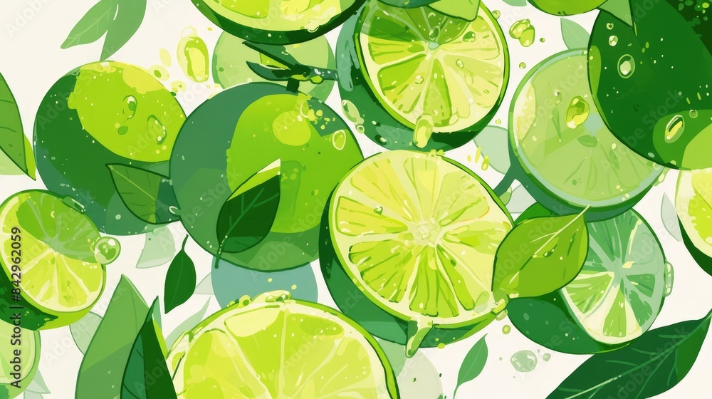 A vibrant zesty lime cartoon is vividly depicted against a clean white backdrop A vibrant zesty lime cartoon is vividly depicted against a clean white backdrop