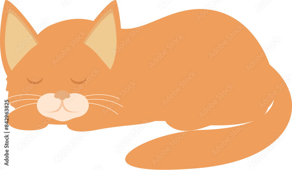 Fototapeta premium Adorable ginger cat napping serenely, curled up in a ball