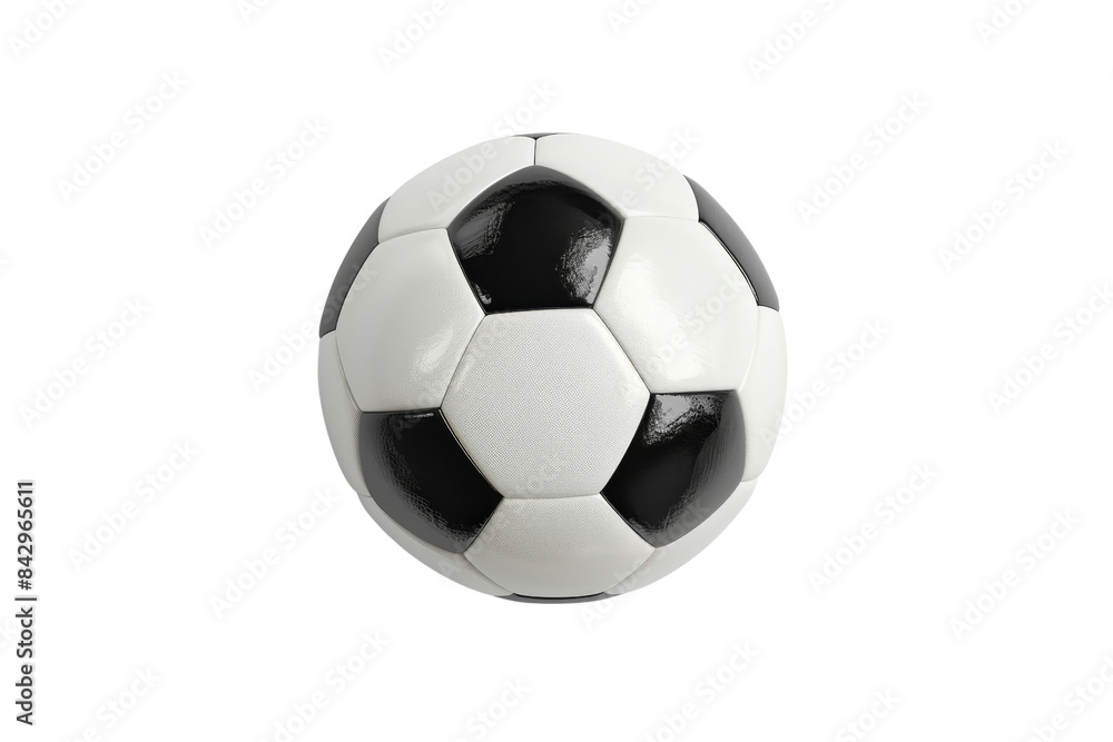 Fototapeta premium High-quality image of a classic black and white soccer ball isolated on a transparent background. perfect for sports and fitness-related projects.