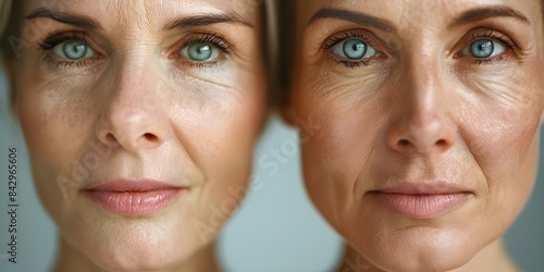Advancements in skincare techniques for aging skin like face lift rejuvenation. Concept Skincare Innovations, Anti-Aging Treatments, Facial Rejuvenation, Skin Tightening, Beauty Enhancements photo