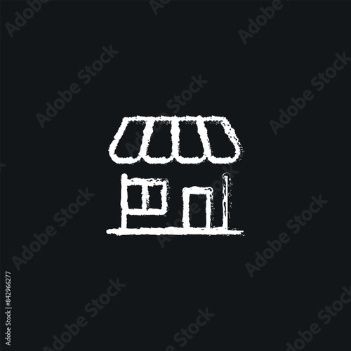 Shop chalk icon. Line customizable illustration. Contour symbol. Vector isolated outline drawing.