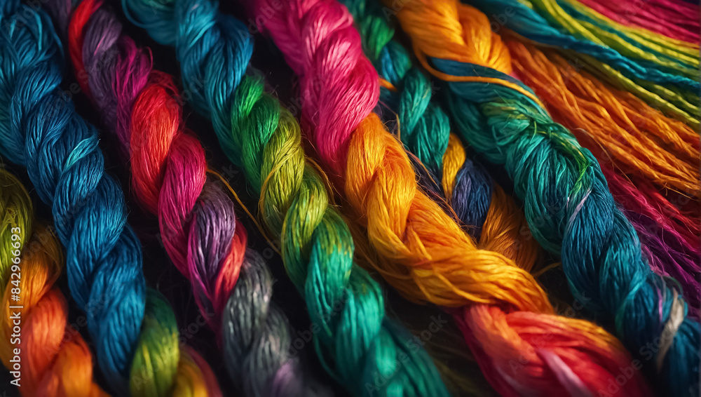 Colored beautiful threads close-up Colored beautiful threads close-up
