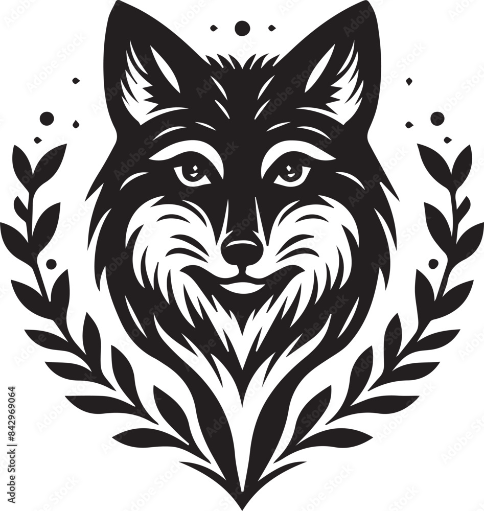 Fototapeta premium Minimalist Vector Illustrations of an Angry Fox Head for Eye-Catching Logos and Branding
