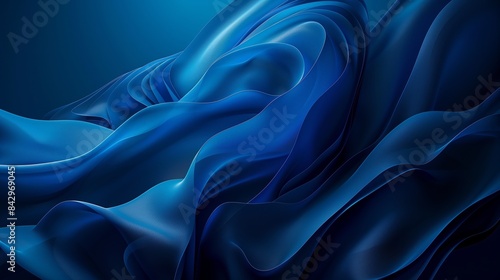 Abstract dark blue background with wavy lines and smooth curves.