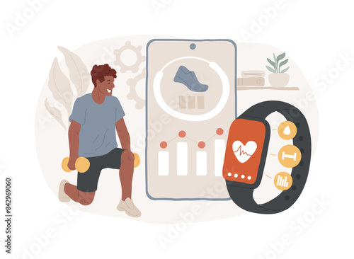 Connected workout isolated concept vector illustration.