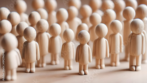 Wallpaper Mural Colorful  Wooden figure peg dolls. creative thinking and human resources, Recruitment employee concept  AI generated image, ai Torontodigital.ca