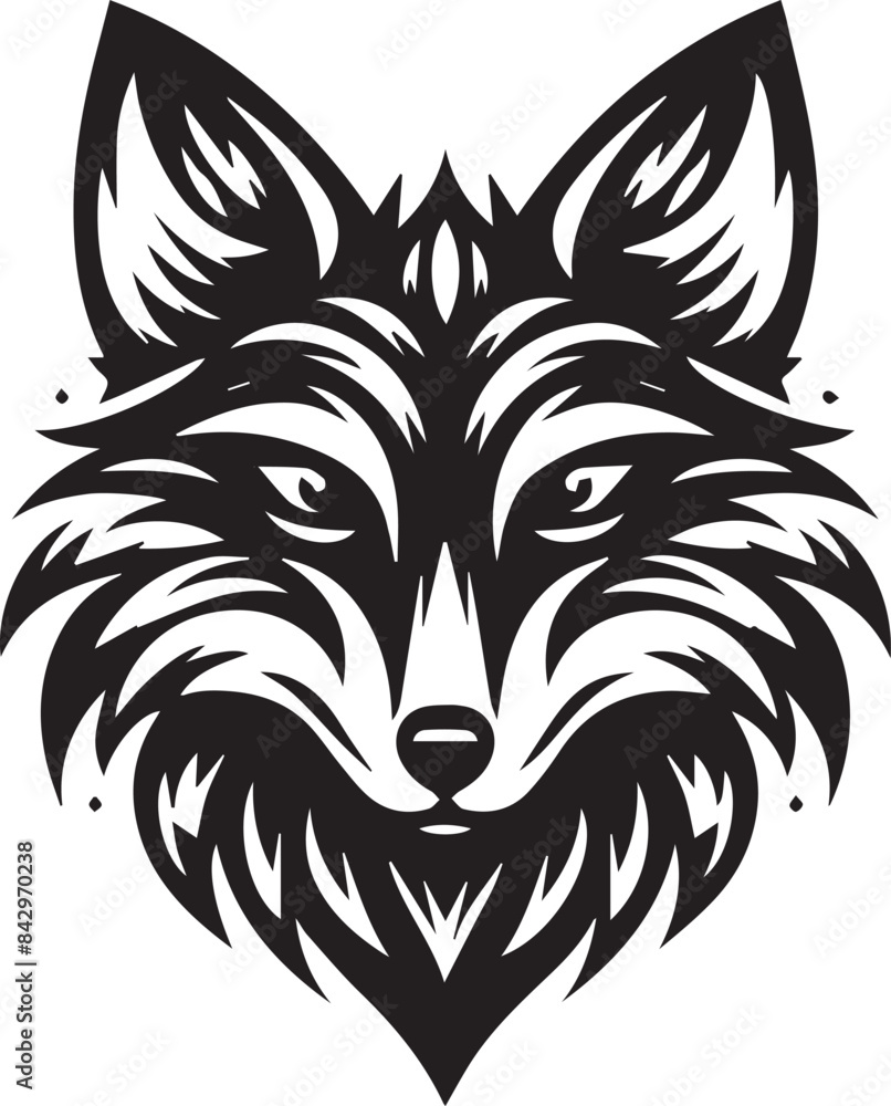 Fototapeta premium Minimalist Vector Illustrations of an Angry Fox Head for Eye-Catching Logos and Branding