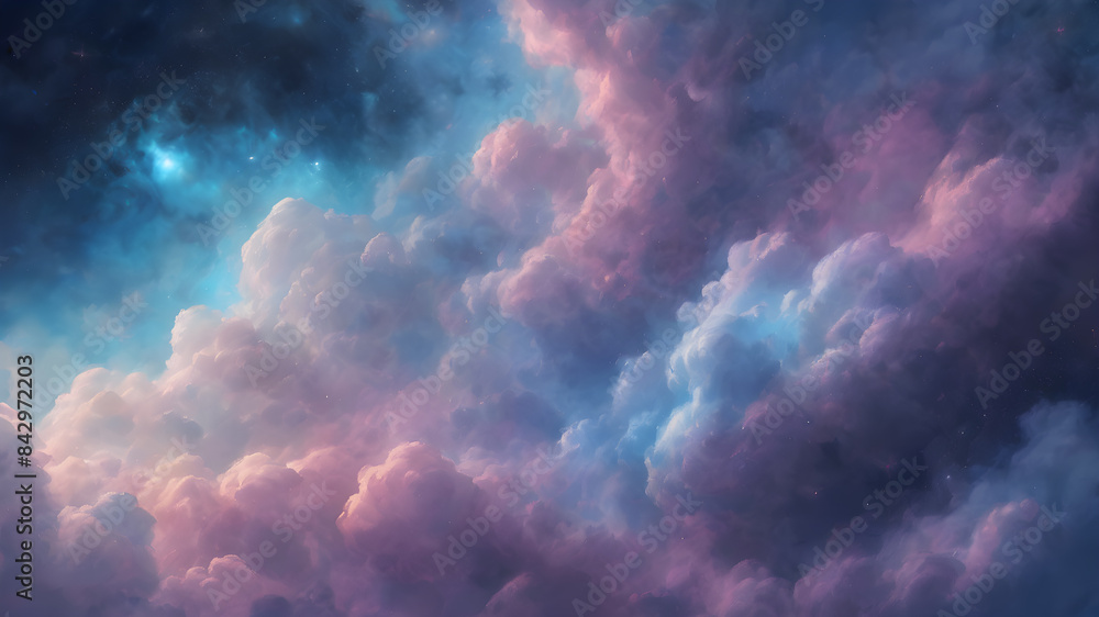 Beautiful pink clouds at blue sky, abstract background, fluffy pink clouds at sunset Beautiful pink clouds at blue sky, abstract background, fluffy pink clouds at sunset