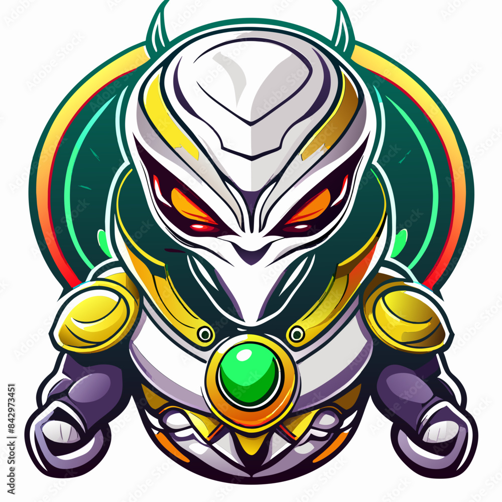 Obraz premium Vector Graphic: Friendly Alien Mascot Design for T-shirt and Wall Art