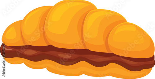 Freshly baked croissant filled with chocolate cream is making your mouth water