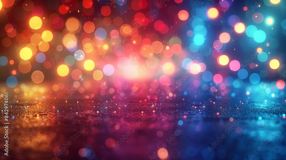 An abstract image with a vibrant, colorful array of bokeh lights creating a festive or magical atmosphere An abstract image with a vibrant, colorful array of bokeh lights creating a festive or magical atmosphere