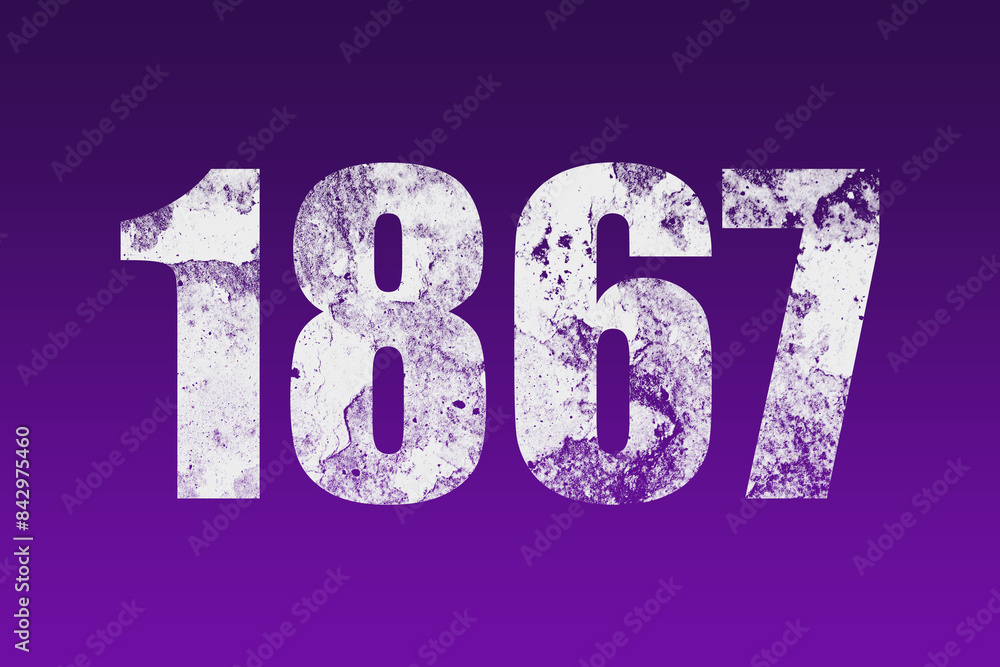 flat white grunge number of 1867 on purple background. flat white grunge number of 1867 on purple background.
