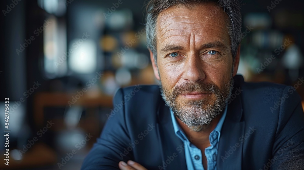 A well-groomed, mature man in a suit gives a piercing gaze to the camera, exuding charisma and confidence A well-groomed, mature man in a suit gives a piercing gaze to the camera, exuding charisma and confidence