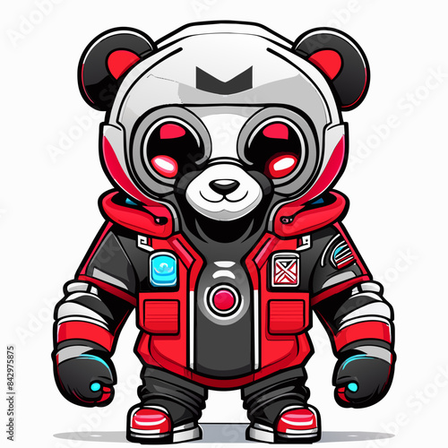 "Engaging Cyberpunk Mascot Illustration for Web and Print: Frontal Pose Graphic"