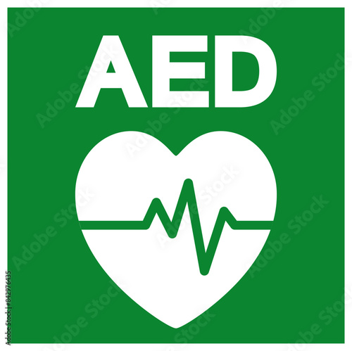 AED Automated External Defibrillator Symbol Sign, Vector Illustration, Isolate On White Background Label .EPS10