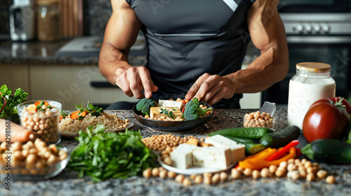 Vegan Athlete Eating High-Protein Plant-Based Meal