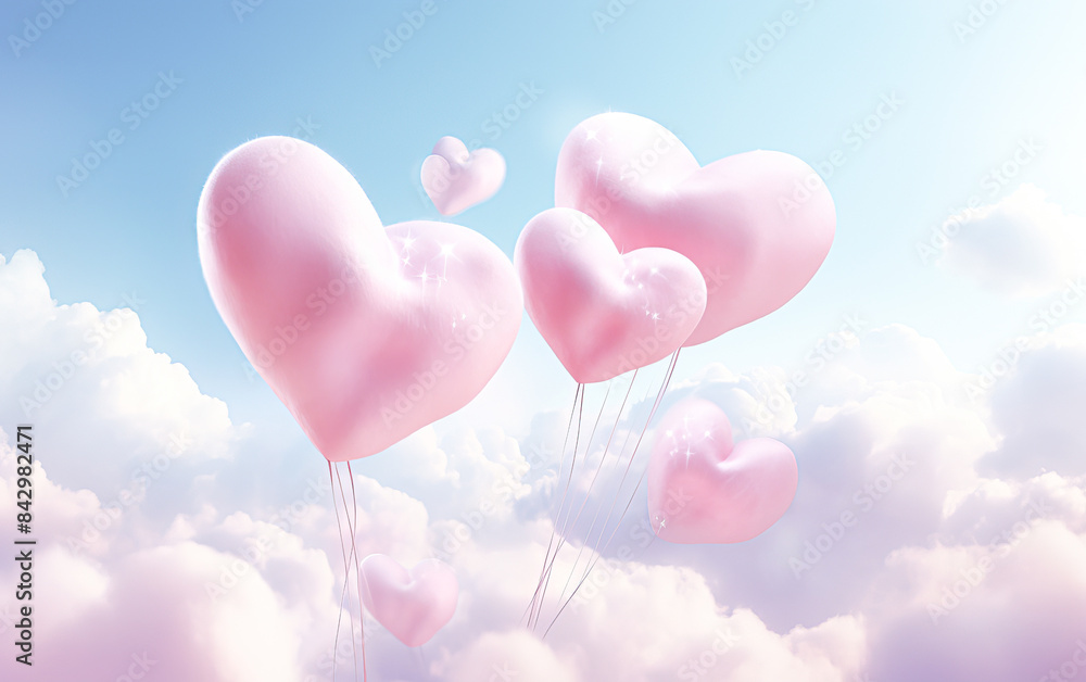 A bunch of pink balloons floating in the sky A bunch of pink balloons floating in the sky
