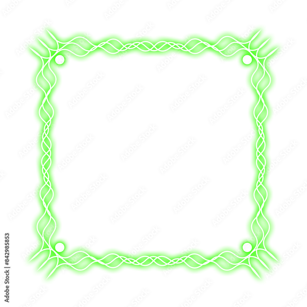 Obraz premium green square frame wave and neon light