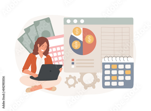 Budget planning isolated concept vector illustration.