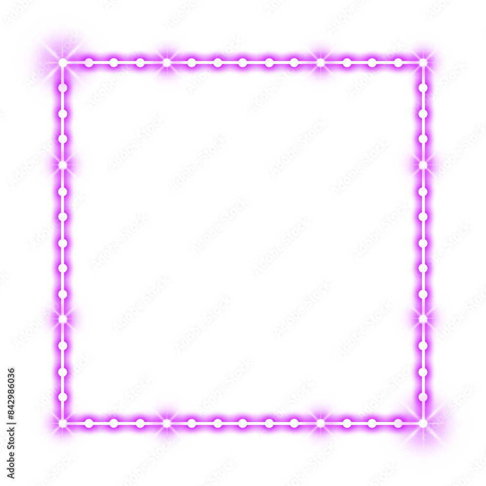 purple square frame dot and neon light purple square frame dot and neon light