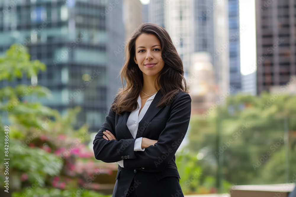 businesswoman in a professional outdoor setting, such as a cityscape or park businesswoman in a professional outdoor setting, such as a cityscape or park