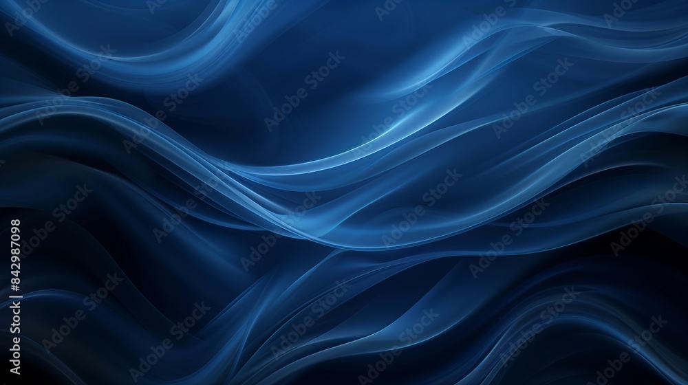 Obraz premium Abstract dark blue background with wavy lines and smooth curves.