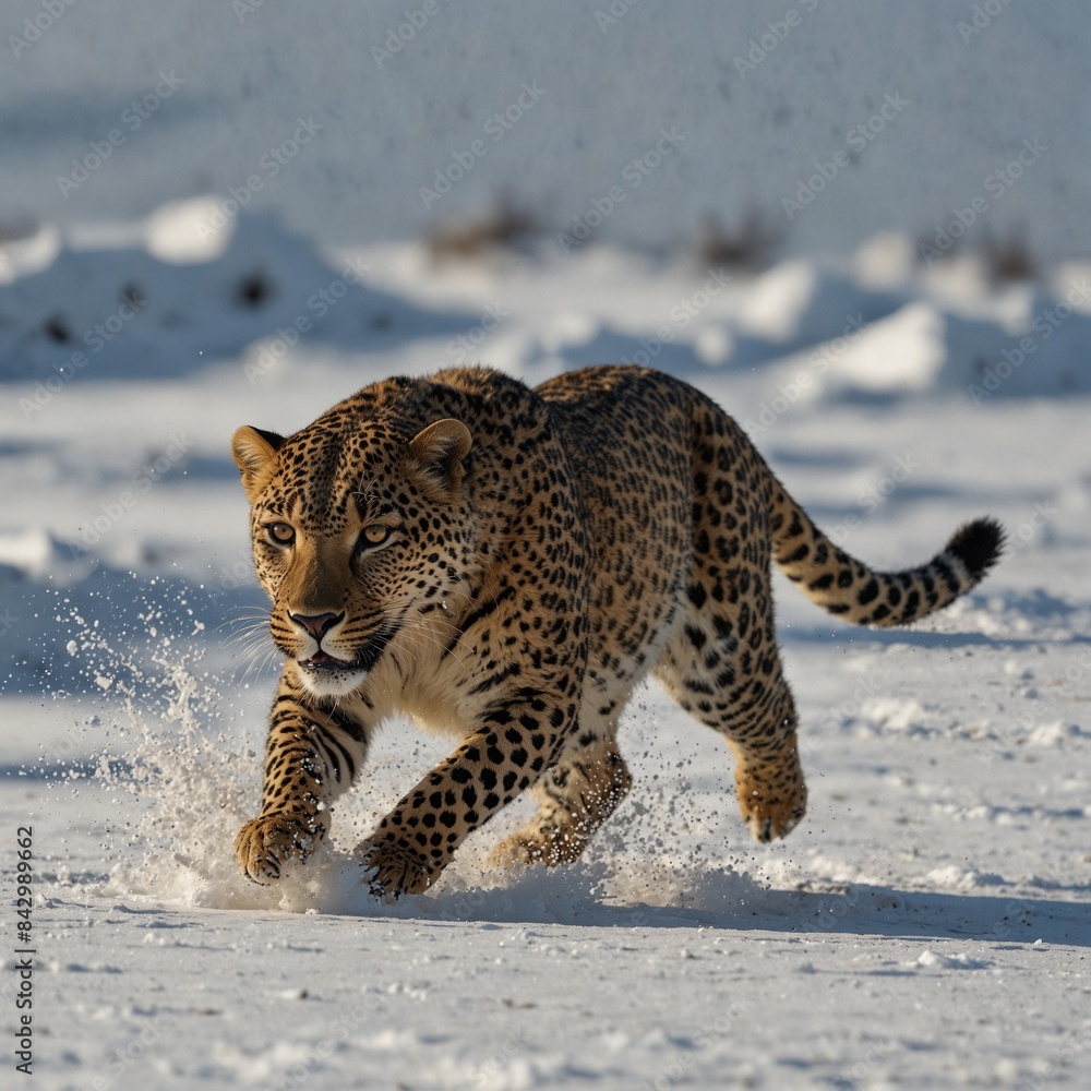 Naklejka premium leopard running on the island