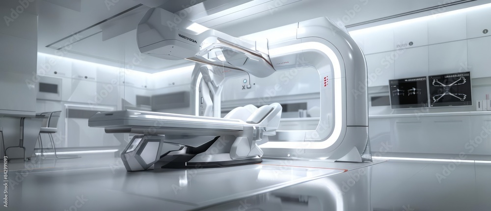 A futuristic Xray machine with a minimalistic design and advanced imaging capabilities A futuristic Xray machine with a minimalistic design and advanced imaging capabilities