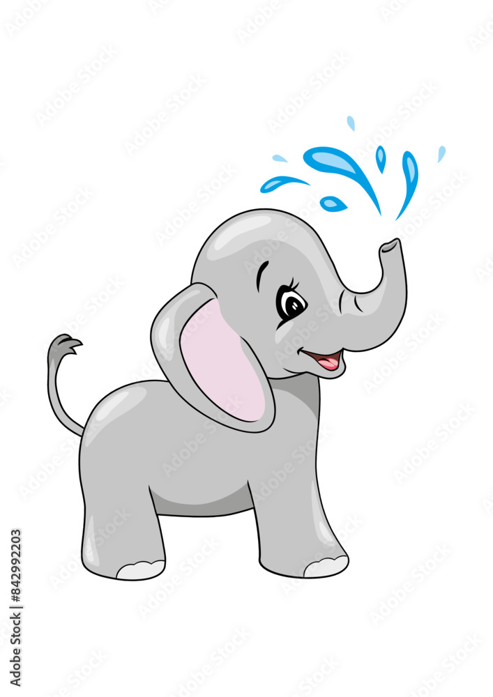 Naklejka premium Cute baby elephant bathing