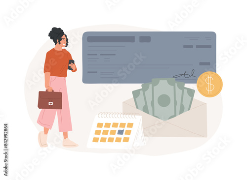 Paycheck isolated concept vector illustration.