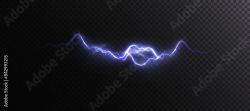Abstract vector blue lightning on a black background. Blitz Lightning Thunder Light Sparks Storm Flash Thunderstorm. Strength Energy charge Thunder. Vector