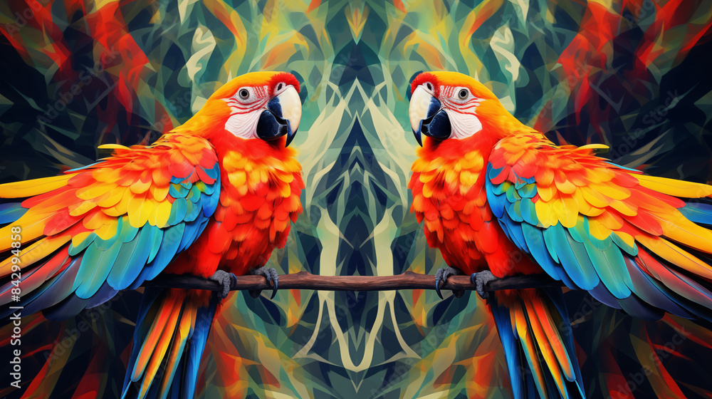 Obraz premium Macaws Abstract Image Pattern Background, Texture, Wallpaper, Background, Cell Phone Cover and Screen, Smartphone, Computer, Laptop, 16:9 Format - PNG