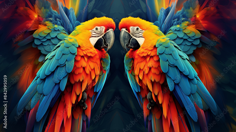 Obraz premium Macaws Abstract Image Pattern Background, Texture, Wallpaper, Background, Cell Phone Cover and Screen, Smartphone, Computer, Laptop, 16:9 Format - PNG